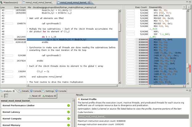 CUDA 6.5 Adds support for CUDA Fortran code in CUDA debugging and profiling tools such as NSight Eclipse Edition.